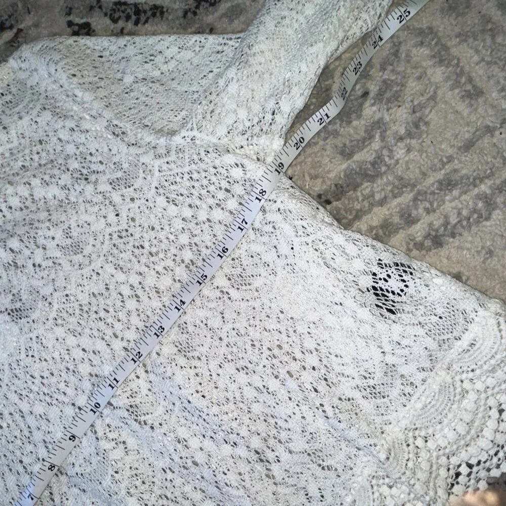 Haute Monde White 3/4 Bell Sleeve Women's Lace Blouse Large